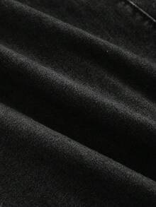 SHEIN MOD 女士纯色时尚百搭牛仔连衣裙，适合约会、日常穿着和通勤。 - 黑色 - 查看 4