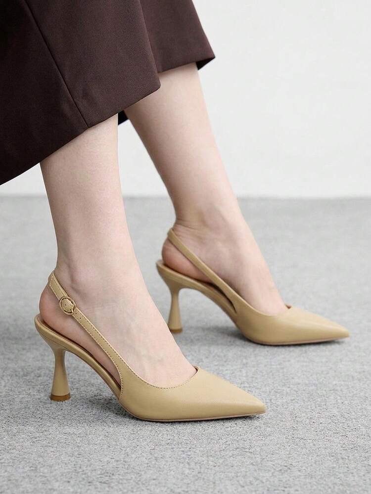 CUCCOO BIZCHIC Women Shoes Pointed Thin High Heel Apricot Fashion Basics Daily Versatile Commuter To Work Shopping Women's High Heel Shoes Slingback Shoes Women's Shoes