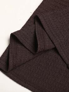 SHEIN 少女棕色提花露肩T恤和长裙休闲套装 - 棕色 - 查看 4