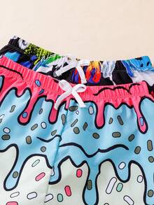 青少年男孩度假休闲印花抽绳泳衣 - 彩色 - 查看 3