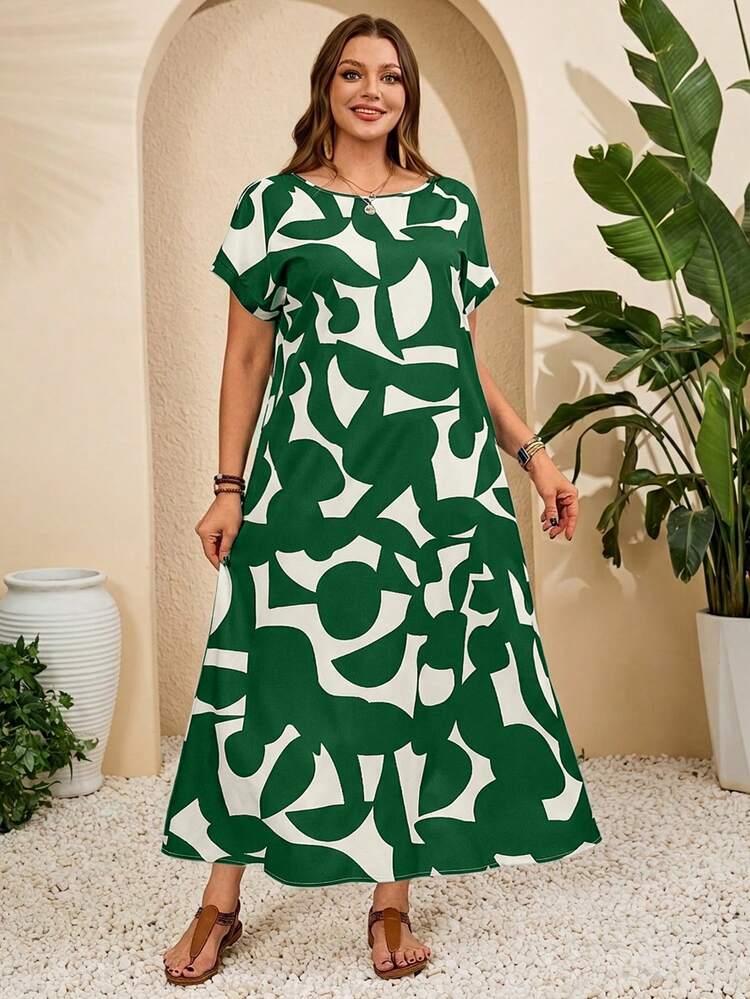 Women's Blue Floral Print Round Neck Short Sleeve Maxi Casual/Holiday Dress,Summer Outfits For Women Zanea Dress For Woman Resort Wear Women Vacation Dress Zanzea Dress For Women Plus Size Yisikado Dress