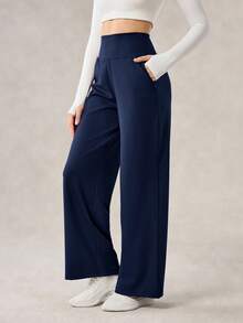 OutZeal 女士运动裤 瑜伽裤 日常休闲速干柔软针织高腰直筒运动裤 - Dark Blue - 查看 7