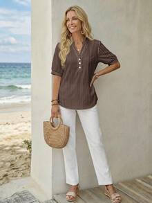 EMERY ROSE Women's Printed Shirt, Versatile Casual Summer Wear - Multicolor - View 4