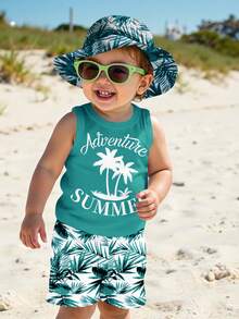 SHEIN Baby Boy Casual Minimalist Soft & Comfortable Outfit, Suitable For Spring/Summer - Multicolor - View 1