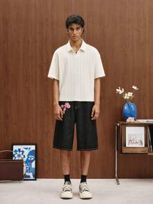 TOKVUE Men's Striped Short Sleeve Casual Commuter Polo Shirt - White - View 4