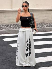 Muchica 白色设计腰部印花系带女裤 - 白色 - 查看 4