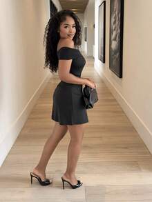 Alexandranx 1 件女士优雅露肩长裙，黑色 - 黑色 - 查看 6