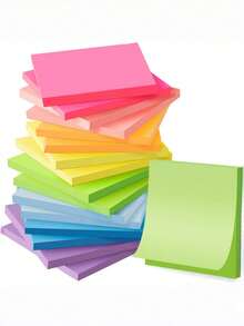 22pcs Of Sticky Notes Randomly Shipped, 12 Colors,With Another 50 Stickers For Message Use. - Multicolor - View 1