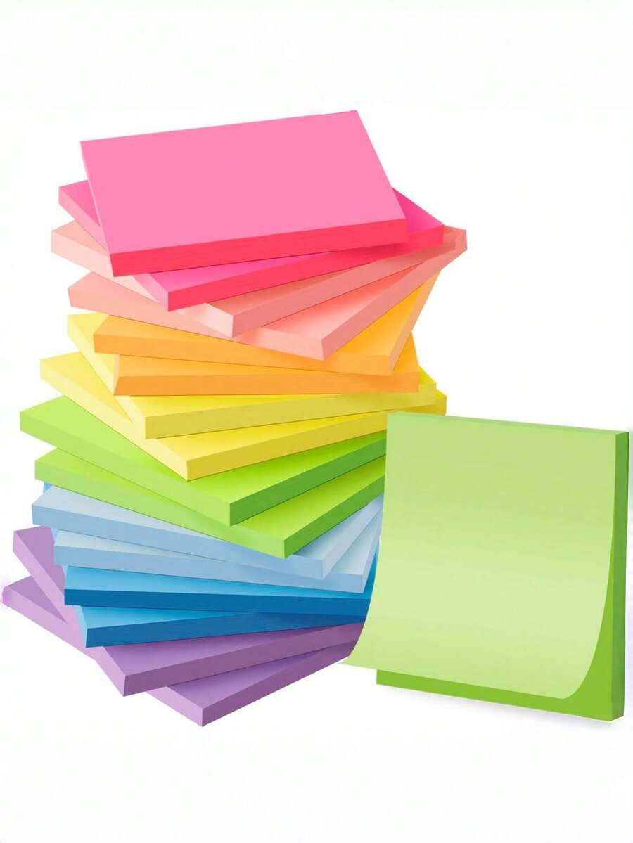 22pcs Of Sticky Notes Randomly Shipped, 12 Colors,With Another 50 Stickers For Message Use. - Multicolor - View 1