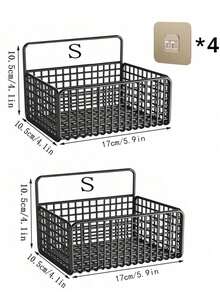 Estantería de pared ahorradora de espacio, organizador colgante sin taladrar para baños y cocinas libres de desorden - Negro - Ver 18