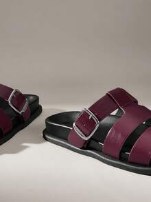 Solecia Dép xăng đan đế bằng màu nâu thoải mái dành cho nữ, thích hợp đi biển. - Màu Đỏ Sâu - Xem 5