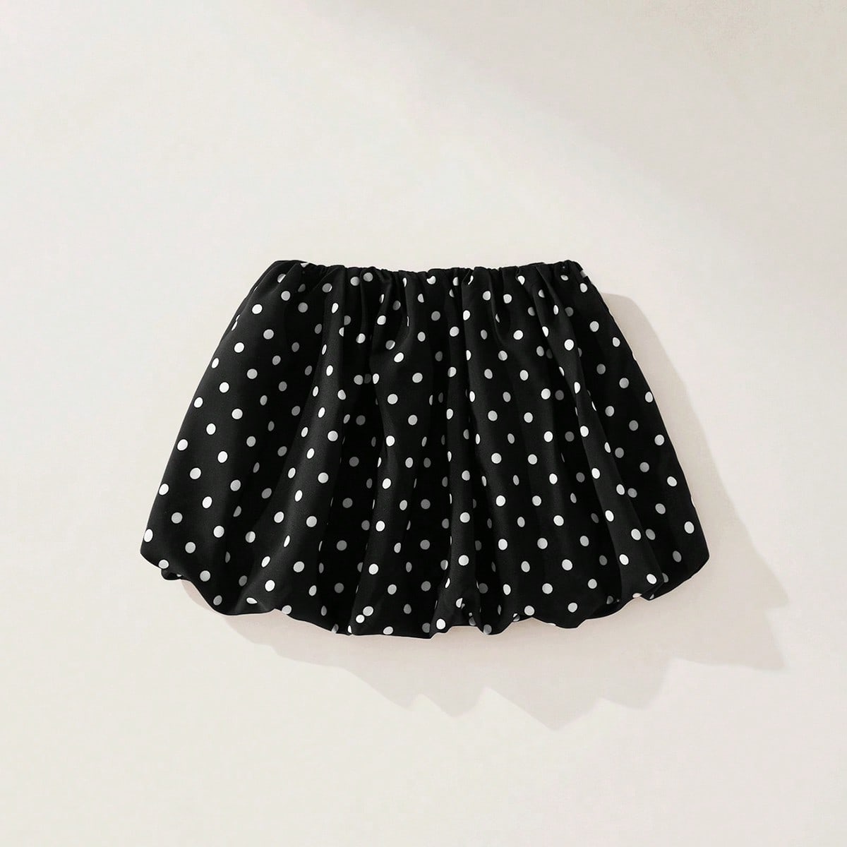 Pieza Falda campana casual y deportiva con lunares negros y blancos para niñas y jóvenes, adecuada para uso diario, vuelta al colegio, salidas, depo