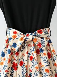 Franclia Macacão Estampado Feminino, Cores Damasco e Preto, Primavera/Verão - Multicolorido - Visão 4