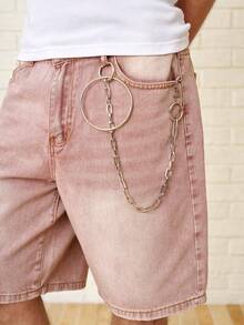 Zalmeno Men's Solid Color Simple Daily Wear Denim Shorts Jorts - Mauve Purple - View 1