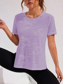 Gameset SHEIN Sport 女士提花拼接网眼后背交叉黑白两件套运动上衣，春夏款 - 彩色 - 查看 3
