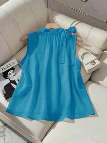 GlowEve Áo vest không tay cài nút, dây buộc bên hông, kiểu dáng thanh lịch Pháp, đa năng, thời trang xuân/hè mới dành cho nữ. - Xanh đậm - Xem 2
