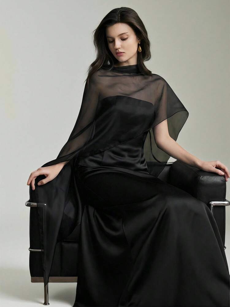 Women's Comfortable, Skin-Friendly, Soft And Elastic Slub Fabric Bandeau Top With Waist Cinching, Organza Stitching Decor, Versatile For Elegant Wedding Guest Attire, Romantic French Style, Luxurious Urban Chic Office Wear, High-Quality Airport And Cruise Outfit, Middle East Essential, All-Season Versatile, Wedding Series Blouse,Summer Top