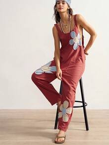 Bohemela Women's Floral Print Pocket Casual Jumpsuit For Daily Wear - Multicolor - View 8