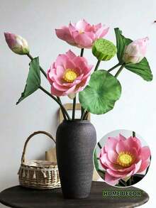 8件套高品质仿真莲花，鱼缸美化莲花，莲蓬，莲叶套装，摄影拍摄装饰道具仿真花，圣帕特里克节和复活节装饰，美化房间，春季家居装饰 - 彩色 - 查看 2