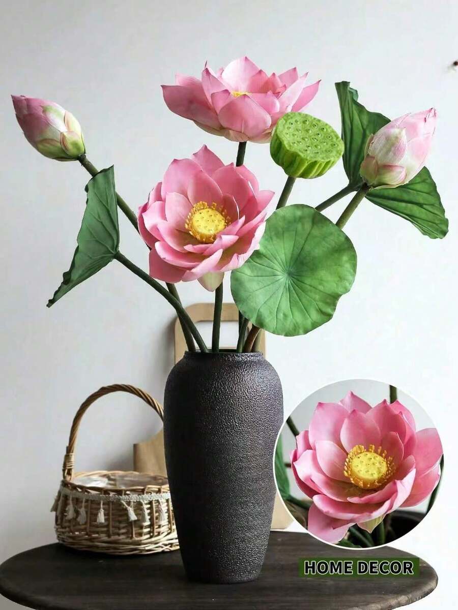 8件套高品质仿真莲花，鱼缸美化莲花，莲蓬，莲叶套装，摄影拍摄装饰道具仿真花，圣帕特里克节和复活节装饰，美化房间，春季家居装饰