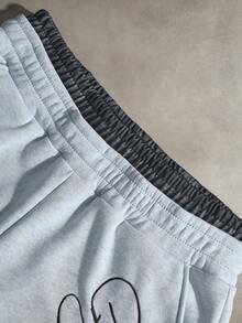 TOKVUE 男士街头风畅销二合一腰带英文刺绣运动裤，适合户外音乐节、日常出行、朋友聚会、送给男友/老公的礼物、周年纪念礼物，浅灰色 - 彩色 - 查看 8