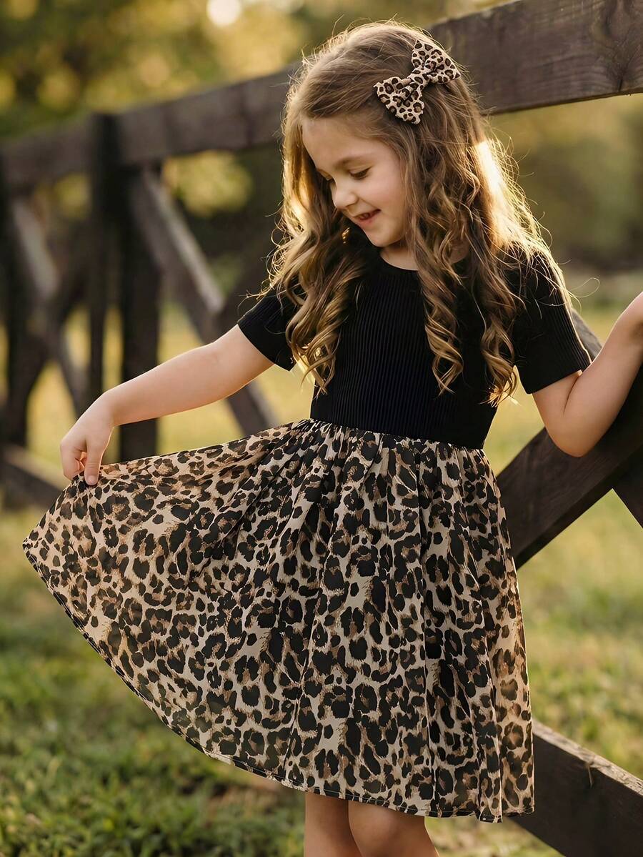 Emery Rose Kids Emery Rose Kids 女童针织背心碎花拼接连衣裙，休闲穿着，春夏度假装扮；女童豹纹连衣裙；豹纹印花连衣裙；幼儿少女连衣裙；女童夏季服装；儿童豹纹印花；女童豹纹吊带连衣裙，夏季服装；女童豹纹服装；儿童夏季服装；女童派对礼服；儿童连衣裙；迷人儿童连衣裙；儿童沙滩裙；可爱女童连衣裙