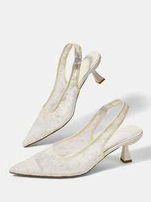 CUCCOO HITCHD Zapatos de tacón de aguja con correa transparente para mujer, sandalias de novia de estileto para boda - Blanco - Ver 12