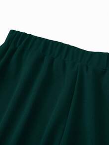 Sweetra Women's Metal Waist Design Wide Leg Loose Elegant Pants - Dark Green - View 5