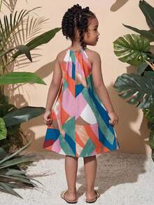 SHEIN 年轻女孩夏季休闲海滩度假印花吊带裙 - 彩色 - 查看 5