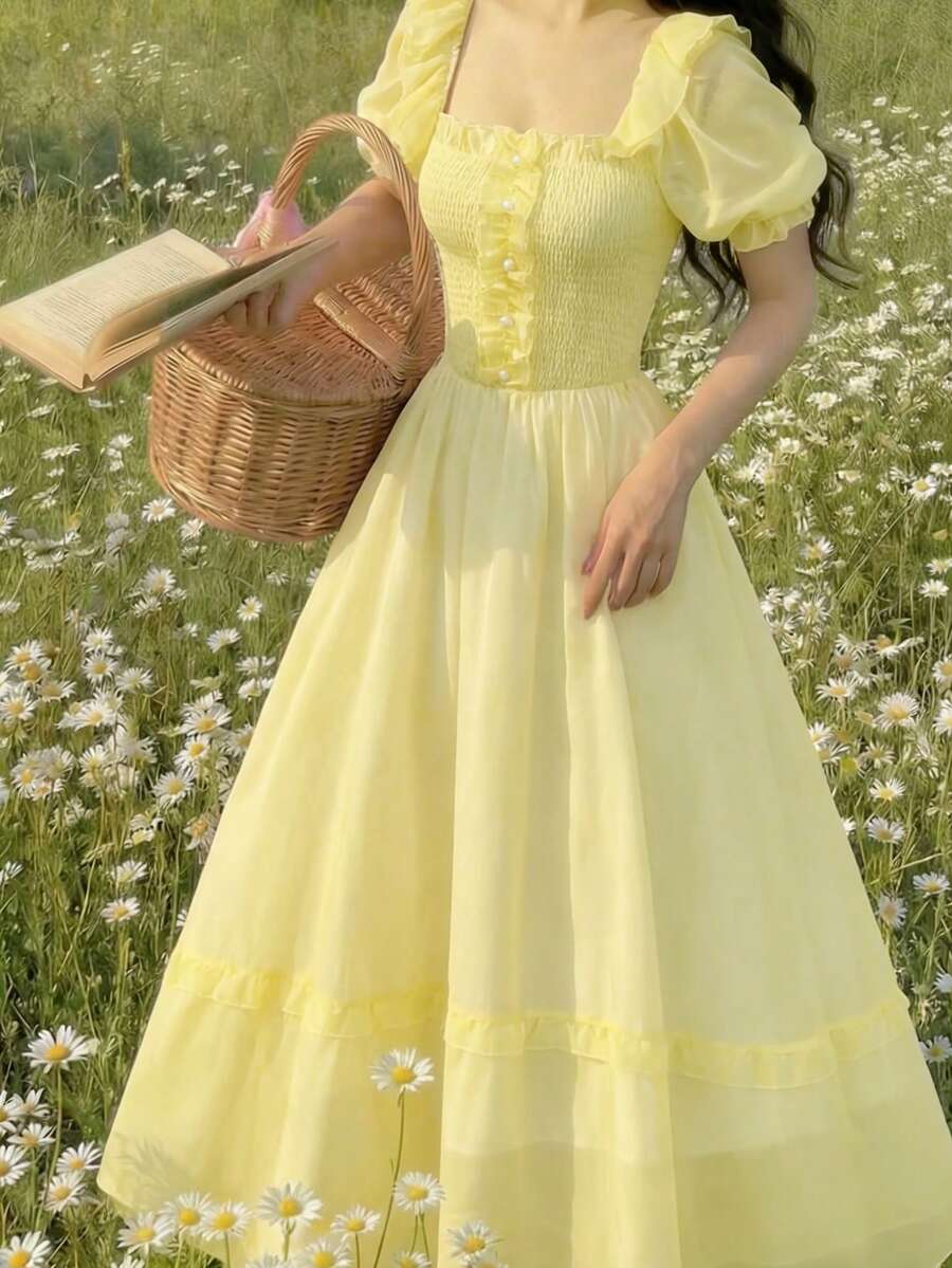 Modelyn 女士数码印花方领长连衣裙