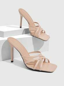 CUCCOO SZL Sandalias de tacón alto para mujer, cómodas y elegantes para citas, fiestas y el trabajo - Desnudo - Ver 4