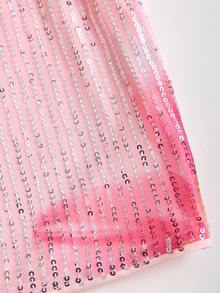 Sweetra 女士新款春夏连衣裙，适合度假、派对等场合，优雅浪漫的花卉亮片面料，深V领设计，露背系带迷你连衣裙。 - 粉色 - 查看 4
