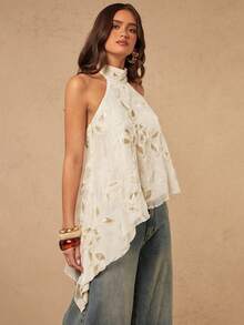 Silquee Áo camisole nữ màu trơn tối giản, trang trí sequin, thích hợp mặc hàng ngày. - Màu be - Xem 3