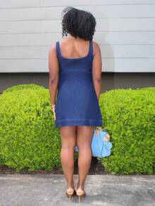 Steph T Kỳ nghỉ hè trên bãi biển Hội chợ Phục hưng Hòa nhạc đồng quê Lễ tốt nghiệp Y2k Ra ngoài Lễ hội âm nhạc Trang phục sân bay Lễ Phục sinh Boho Trang phục denim xanh cho nữ Áo mùa hè Trang phục tốt nghiệp Ngày của Mẹ mùa hè Váy denim Váy denim xanh đậm Váy denim nữ - Màu xanh hải quân - Xem 2