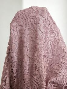 Al Najma Damen Kleid mit Strass-Schleife, Glockenärmeln, Spitze und elegantem arabischem Stil - Pink - Übersicht 9