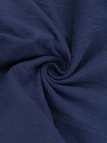 SHEIN LUNE Women's Chic Elegant Navy Blue 100 Percent Cotton Slant Pocket Bermuda Shorts, Summer Vacation Casual Solid Color Half Pants Daily Wear - Blue - View 6