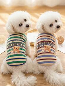 PETSIN 宠物春季新款狗狗服装 动物用品 宠物服装 狗狗背心 猫咪T恤 泰迪熊套装 小型动物服装 休闲酷炫背心 狗狗服装 猫咪服装 春夏两季新款背心 - 彩色 - 查看 4