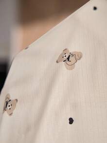 CoupledUp Collar Bear Print Trim Short Sleeve & Pants Men's Pajama Set - Multicolor - View 7
