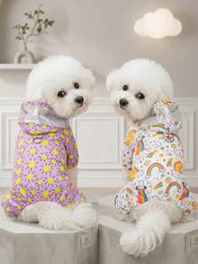PETSIN 狗狗雨衣，宠物防水服，春夏动物防水雨衣，狗狗服装，猫咪服装，动物服装，春季狗狗服装，英式狗狗服装，欧美新款小型动物腿部服装 - C24雲彩四腿雨衣白色 - 查看 10
