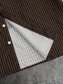 AXEPEAK Áo sơ mi nam tay ngắn kẻ caro, kiểu dáng thường ngày, đa năng, thích hợp cho mùa hè. - màu nâu - Xem 8