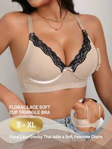 DesireSculpt Casual Apricot Padded Bra With Contrast Lace And Removeable Cups For Ultimate Lift - Apricot - View 3