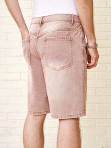 Zalmeno Men's Solid Color Simple Daily Wear Denim Shorts Jorts - Mauve Purple - View 6