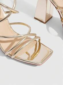 CUCCOO SZL Giày sandal cao gót dành cho nữ - Màu vàng nhạt - Xem 5