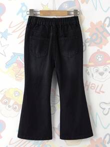 SHEIN | PAW Patrol Quần jeans ống loe in chữ cho bé gái - màu đen - Xem 2