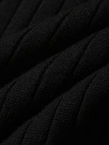 DAZY Black Short Sleeve Solid Button-Up Collar Knit Top For Men Summer - Black - View 7