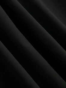GlowEve 新款优雅纯色连衣裙，深V领，收腰设计，金属水钻装饰，荷叶边袖子，不对称设计，开衩，褶皱长裙，正式礼服 - 黑色 - 查看 3