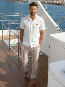 VENTUSAIL Men's Casual Holiday Shirt And Striped Pants Set - Multicolor - View 3