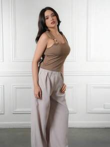 Criza Taa 2pcs/Set Asymmetric Collar Fitted T-Shirt, Versatile Casual Top, Spring/Summer - Multicolor - View 3