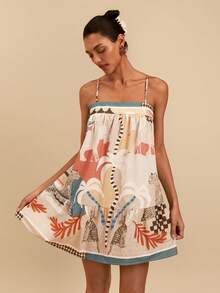 Travachic 春夏度假印花无袖女式迷你连衣裙 - 彩色 - 查看 4