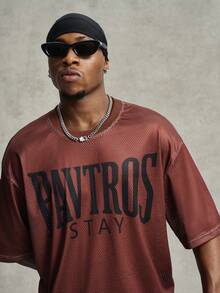PAVTROS Men's Casual Letter Print T-Shirt, Summer Oversize T Shirt Oversize T Shirt For Men Streetwear Shirts T Shirt For Men Rapper T Shirt - Brown - View 5